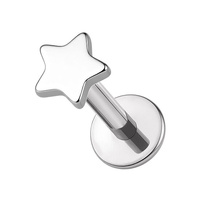 Titanium 3mm Star - Threadless 18G - 7mm Flatback Stud