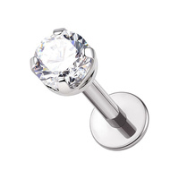 Titanium 2mm Premium Zirconia Clawset - Threadless 18G - 7mm Flatback Stud