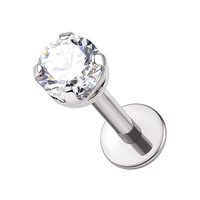 Titanium 2.5mm Premium Zirconia Clawset - Threadless 18G - 7mm Flatback Stud