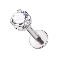 Titanium 3mm Premium Zirconia Clawset - Threadless 18G - 7mm Flatback Stud