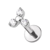 Titanium 3.5mm Premium Zirconia Trinity - Threadless 18G - 7mm Flatback Stud
