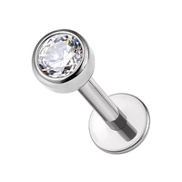 Titanium 2.5mm Premium Zirconia Cubic Disc - Threadless 18G - 7mm Flatback Stud