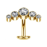 Gold Titanium Half Moon Cubic Zirconia - Threadless 14G - 10mm Floating Navel
