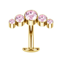 Gold Titanium Half Moon Pink Cubic Zirconia - Threadless 14G - 10mm Floating Navel