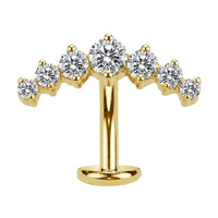 Gold Titanium Clawset Cluster Cubic Zirconia - Threadless 14G - 10mm Floating Navel