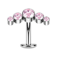  Titanium Half Moon Pink Cubic Zirconia - Threadless 14G - 10mm Floating Navel