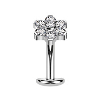  Titanium Flower Cubic Zirconia - Threadless 14G - 10mm Floating Navel