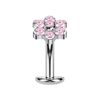 Titanium Flower Pink Cubic Zirconia - Threadless 14G - 10mm Floating Navel