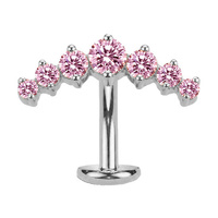  Titanium Clawset Cluster Pink Cubic Zirconia - Threadless 14G - 10mm Floating Navel