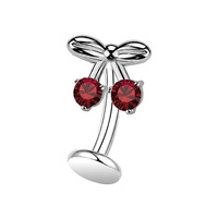  Titanium Cherries Red Cubic Zirconia - Threadless 14G - 10mm Floating Navel