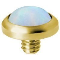 Sterilised Gold Titanium - Lab Created White Opal - 3mm Internal Thread Labret Attachment