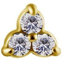 Gold Steel - Premium Zirconia - Trinity - 4mm Threadless Attachment