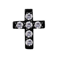 Black Steel - Premium Zirconia Cross - 5mm Threadless Attachment