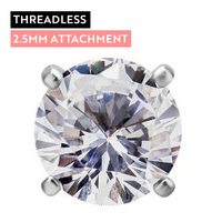 Surgical Steel - Round Claw Set Premium Zirconia - 2.5mm Threadless Attachment