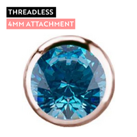 Rose Gold Titanium - Aqua Premium Zirconia - 4mm Threadless Attachment