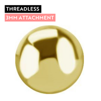Gold Titanium - Ball - 3mm Threadless Attachment