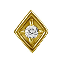 Gold Steel - Premium Zirconia - Diamond - 4mm Threadless Attachment
