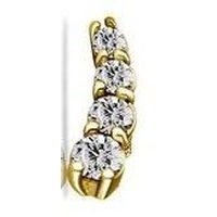 Gold Steel - Premium Zirconia - Ear Piece - Right Ear - 8mm Threadless Attachment