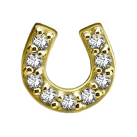 Gold Steel - Premium Zirconia Horseshoe - 6mm Threadless Attachment
