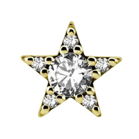 Gold Steel - Premium Zirconia - Star - 7mm Threadless Attachment
