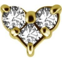 Gold Steel - Cubic Zirconia - Heart - 5mm Threadless Attachment