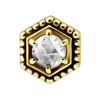 Gold Steel - Rose Cut Cubic Zirconia - 5.5mm Threadless Attachment
