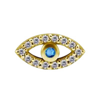 Gold Steel - Evil Eye Cubic Zirconia - 10mm Threadless Attachment