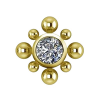 Gold Titanium - Premium Zirconia Circle Ball Cluster - 5mm Threadless Attachment