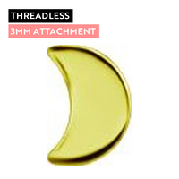 Gold Titanium - Moon - 3mm Threadless Attachment