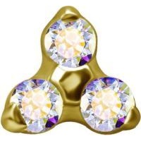 Gold Titanium - Aurora Borealis Premium Zirconia - Trinity - 2.5mm Threadless Attachment