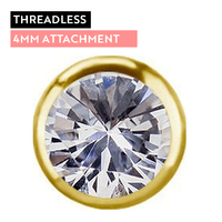 Gold Titanium - Premium Zirconia - 4mm - Threadless Attachment
