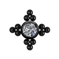 Black Titanium - Premium Zirconia Cross Cluster - 3mm Threadless Attachment
