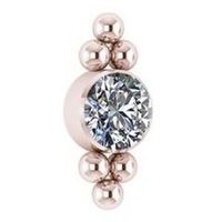 Rose Gold Titanium - Premium Zirconia Ball Triangle Cluster - 5mm Threadless Attachment