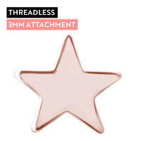 Rose Gold Titanium  - Star - 3mm Threadless Attachment