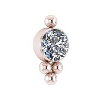 Rose Gold Titanium - Premium Zirconia Ball Cluster - 5mm Threadless Attachment