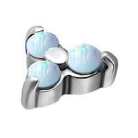 Surgical Steel - Trinity - Lab Created  White Opal - 4mm Threadless Attachment
