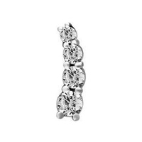 Surgical Steel - Premium Zirconia Ear Piece - Right Ear - 8mm Threadless Attachment