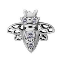 Surgical Steel - Bee Cubic Zirconia - 7mm Threadless Attachment