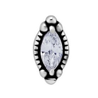 Surgical Steel - Marquise Cubic Zirconia - 7mm Threadless Attachment