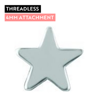 Titanium - Star - 4mm - Threadless Attachment