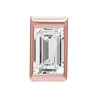 Rose Gold Steel  Premium Crystal Baguette - 4mm Threadless Attachment