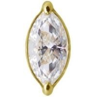 18K Gold - Marquise Shape Premium Zirconia - 5mm Threadless Attachment