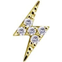18k Gold - Lightning Flash Premium Zirconia - Left - 7mm Threadless Attachment