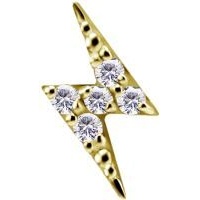 18k Gold - Lightning Flash Premium Zirconia - Right - 7mm Threadless Attachment
