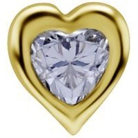 18k Gold - Heart Shape Premium Zirconia - 5mm Threadless Attachment