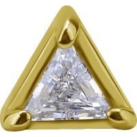18k Gold - Triangle Shape Premium Zirconia - 4mm Threadless Attachment
