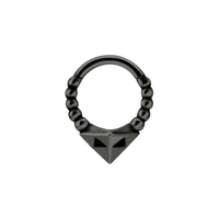 Black Steel Hinged Ring - Faceted Point Design