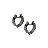 Black Steel Hoop Earrings - Pyramid Design 20 Gauge - 9mm