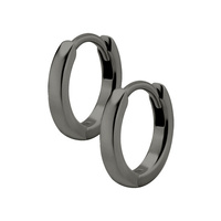 Black Steel Hoop Earrings 20 Gauge - 10mm