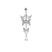 Surgical Steel Belly Ring - Butterfly 14 Gauge - 10mm